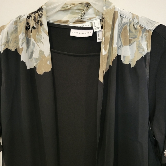 Susan Graver 2 Piece Matching Set Black Blouse & Cordinating Topper In Small - Picture 13 of 14